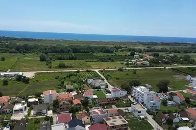 an aerial view of a residential suburb at Bungalow Cleo in Donji Štoj