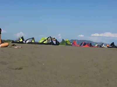 a bunch of kites laying on the beach at Kite paradise - Ground floor for 5, Velika plaza- Long Beach in Ulcinj