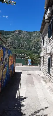 a mural on the side of a building next to a body of water at APARTMAN Biser in Kotor