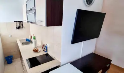 a small bathroom with a sink and a counter at Studio Apartment Iva in Budva