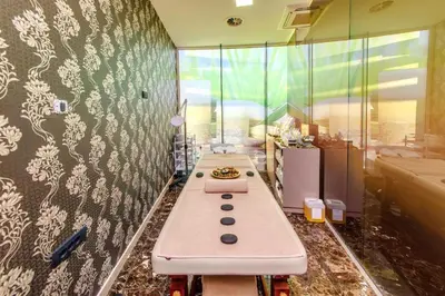 a bathroom with a row of sinks in a room at Luxury 3 bedroom flat in Tre canne hotel next to the beach in Budva