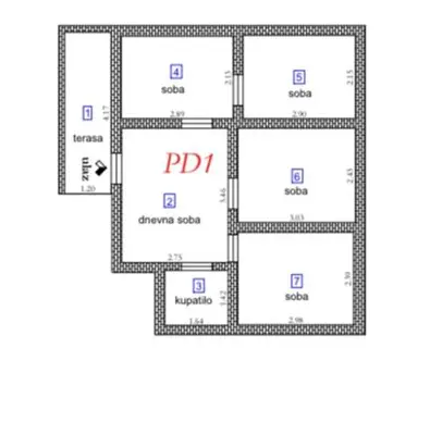 a floor plan of a building at Villa Lila in Utjeha