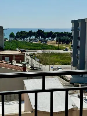a view of a parking lot from a balcony at Deluxe Apartment with Balcony and Sea View in Bar