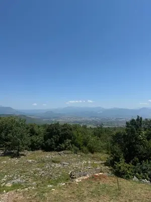 a view from the top of a hill with trees at Sweet house in Podgorica
