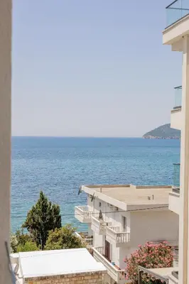 a view of the ocean from a building at Bliss Apartments in Sutomore
