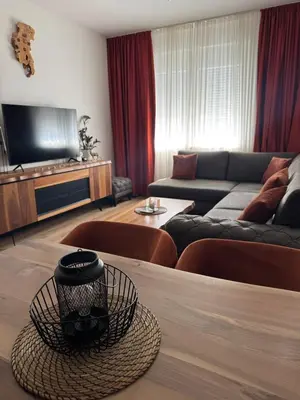a living room with a couch and a table at Apollo 2 in Ulcinj