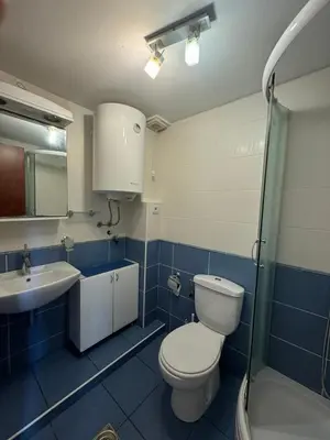 a bathroom with a toilet and a sink at Budva Center Studio in Budva