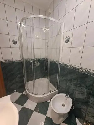 a bathroom with a shower and a toilet at N&B Apartment Kotor in Kotor
