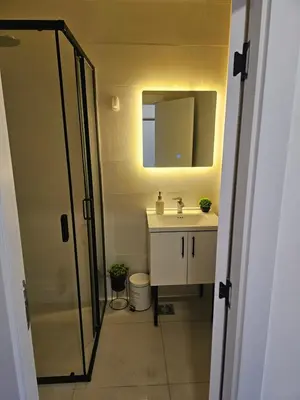 a bathroom with a sink and a mirror at La Vida Apartments in Babalonija