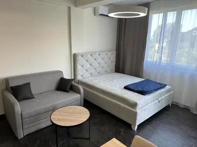 a room with a bed and a couch and a chair at Apartment Angela in Donji Štoj