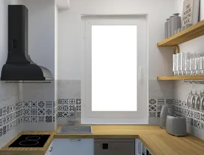 a kitchen with a window in a white kitchen at Apartment Kata in Cetinje