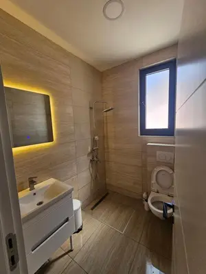 a bathroom with a sink and a toilet at La Vida Apartments in Babalonija