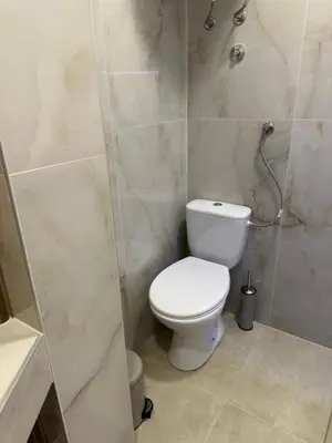 a bathroom with a toilet and a shower at Apartmani Resetar 2 in Brca