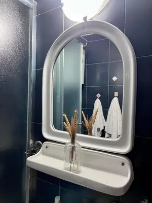 a bathroom with a mirror and a white sink at Apartment Sofija in Kotor