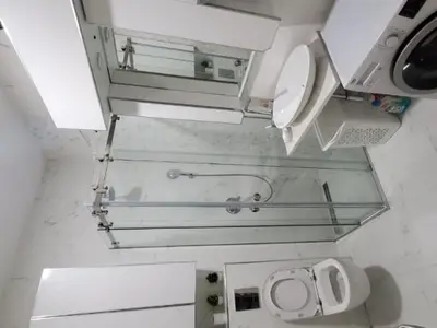 an overhead view of a bathroom with a toilet at P&N Bu2 in Budva