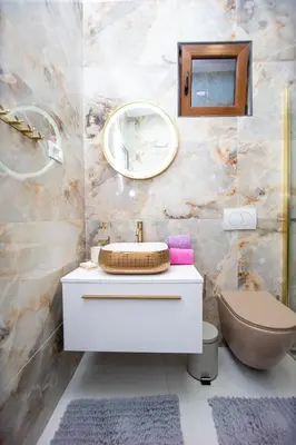 a bathroom with a sink and a mirror at Stone Villa with pool Montenegro Star in Kaluđerac