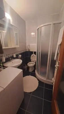 a bathroom with a shower and a toilet and a sink at Odore di Bar in Bar
