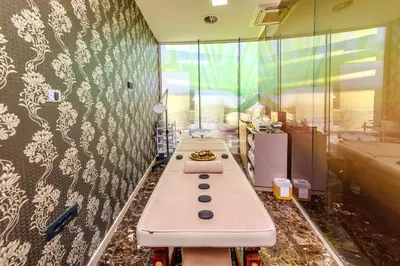 a room with a row of sinks in a bathroom at Hotel Tre Canne in Budva