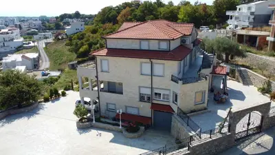 an aerial view of a house with a red roof at Apartments Villa Bari in Ulcinj