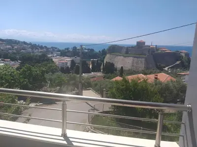 a view of a city from a balcony at Sea Violet in Ulcinj