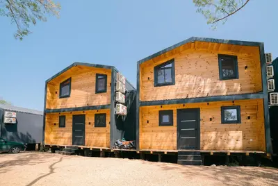 two houses are being built on top of each other at Villa Boga on Ada Bojana in Gornji Štoj
