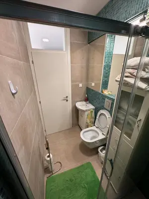 a small bathroom with a toilet and a shower at Happy Holiday House Hava in Ravanj