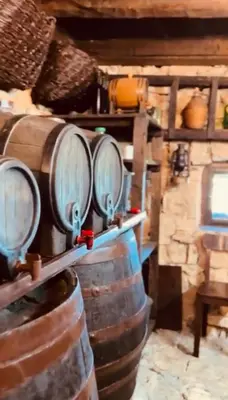a bunch of wine barrels in a room at Etno Selo - Familie Raickovic in Podgorica