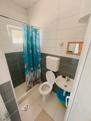 a small bathroom with a toilet and a sink at Panorama in Čanj