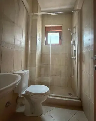 a bathroom with a shower and a toilet and a sink at Apartments Sofia in Kotor
