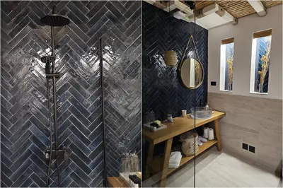 a bathroom with a shower with a glass door at SeiSensi Luxury Beach Villa in Gornji Sušanj