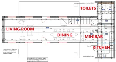 a floor plan of the living room and dining area at SeiSensi Luxury Beach Villa in Gornji Sušanj