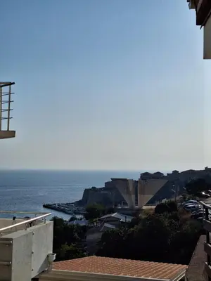 a view of the ocean from a building at Lana Apartments Nr 1 in Ulcinj