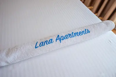a piece of paper with the words lanana apartments on it at Lana Apartments Nr 2 in Ulcinj
