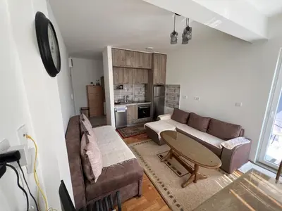 a living room with a couch and a table at Apartment Aleksa in Bar