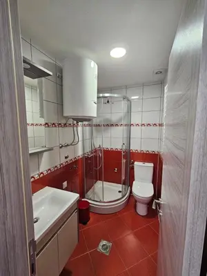 a bathroom with a shower and a toilet and a sink at Apartment Anita Cetinje in Cetinje