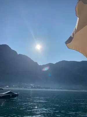 a view of the water with the moon in the sky at Casa Behar in Kotor