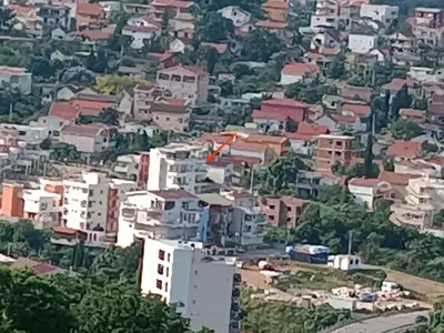 an aerial view of a city with white buildings at SeaCharm in Dobra Voda