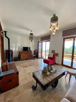 a living room with a couch and a table at Villa Nika in Brežani