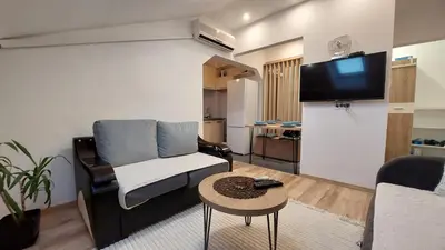 a living room with a couch and a tv at DMD Apartman in Podgorica