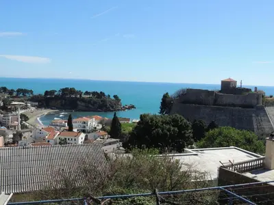 a view of the city and the ocean at Guest House Djakonovic in Ulcinj