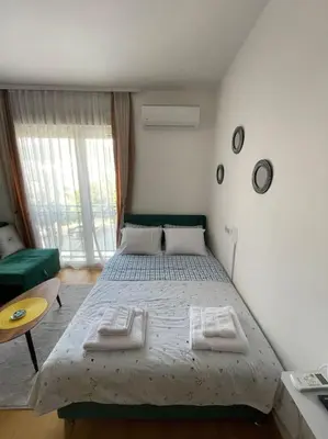 a bedroom with a large bed in a room at Dream 1 apartment in Budva