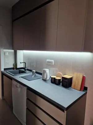 a kitchen with a sink and a counter top at Rosemary in Podgorica