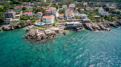 an aerial view of a resort on the water at Holiday Home Siesta in Dobra Voda