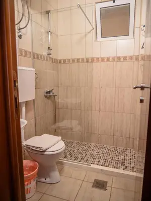 a bathroom with a toilet and a shower at Apartments Bonita in Ulcinj