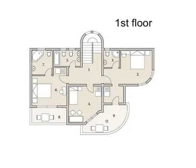 a floor plan of a house in top view at Villa Rossa in Utjeha