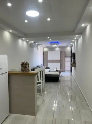 a living room with a couch and a table at Studio apartman Gara in Kotor