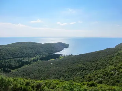 a view of the ocean from a mountain at Villa Blanca in Utjeha