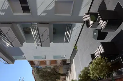an overhead view of an apartment building with balconies at Apartmani Barović Bečići in Becici