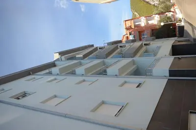 a view of the roof of a building at Apartmani Barović Bečići in Becici