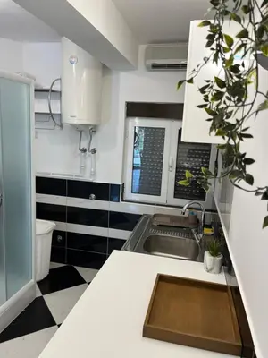 a kitchen with a sink and a counter top at Apartman MIO in Pržice